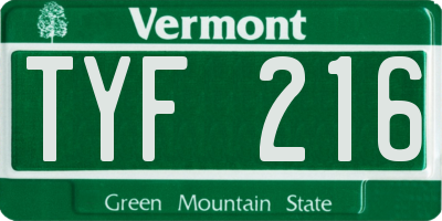 VT license plate TYF216