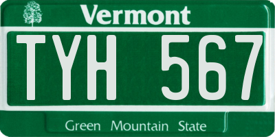 VT license plate TYH567