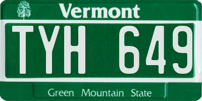 VT license plate TYH649