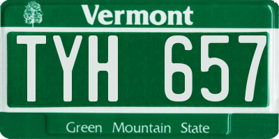 VT license plate TYH657