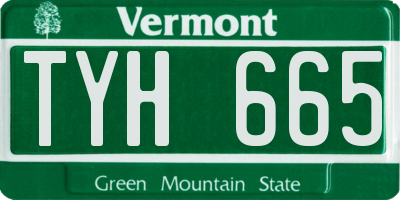 VT license plate TYH665