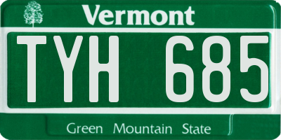 VT license plate TYH685