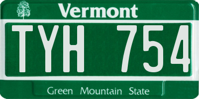 VT license plate TYH754