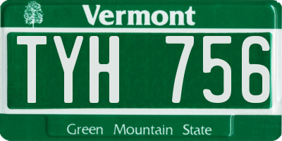 VT license plate TYH756
