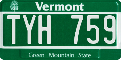 VT license plate TYH759