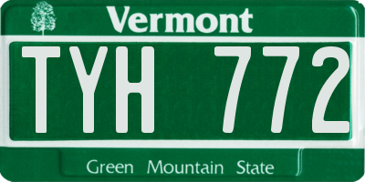 VT license plate TYH772