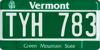 VT license plate TYH783