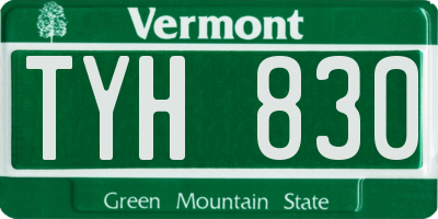 VT license plate TYH830