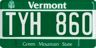 VT license plate TYH860
