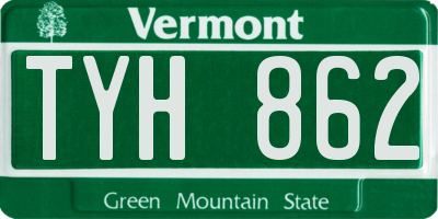 VT license plate TYH862
