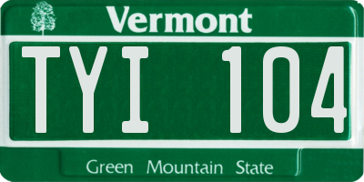 VT license plate TYI104