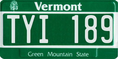 VT license plate TYI189