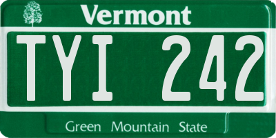 VT license plate TYI242