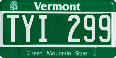 VT license plate TYI299