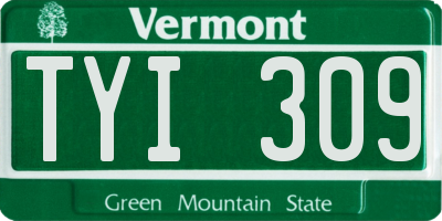 VT license plate TYI309