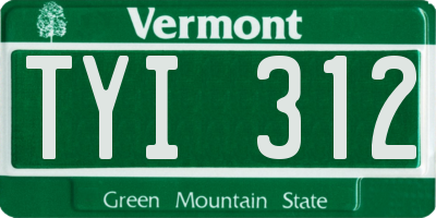 VT license plate TYI312