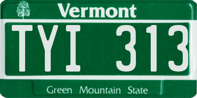 VT license plate TYI313