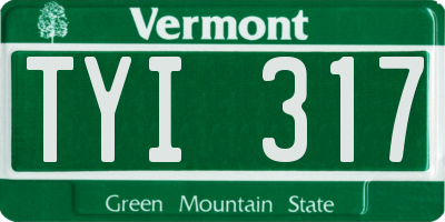 VT license plate TYI317