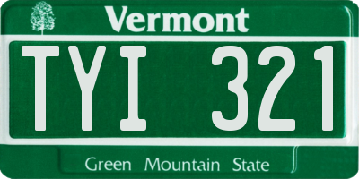 VT license plate TYI321