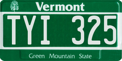 VT license plate TYI325