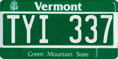 VT license plate TYI337