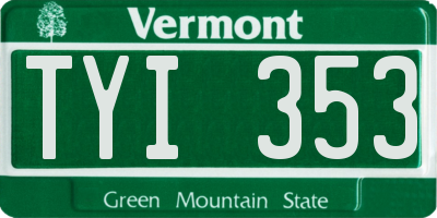 VT license plate TYI353