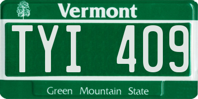 VT license plate TYI409