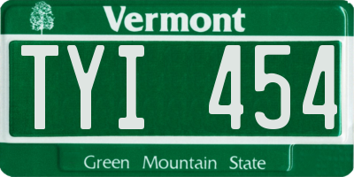 VT license plate TYI454