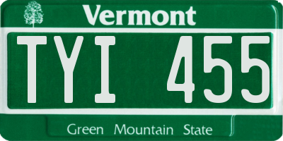 VT license plate TYI455
