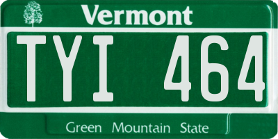 VT license plate TYI464
