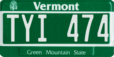 VT license plate TYI474