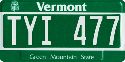 VT license plate TYI477
