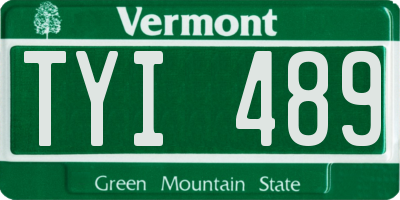 VT license plate TYI489