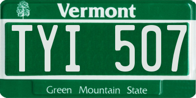 VT license plate TYI507
