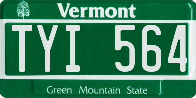 VT license plate TYI564