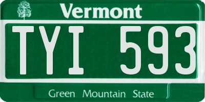 VT license plate TYI593