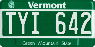 VT license plate TYI642