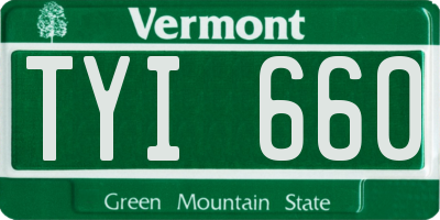 VT license plate TYI660