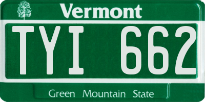 VT license plate TYI662