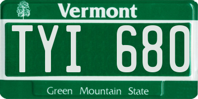 VT license plate TYI680