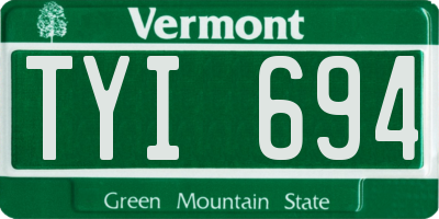 VT license plate TYI694