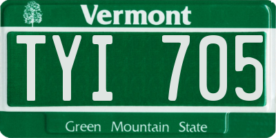 VT license plate TYI705