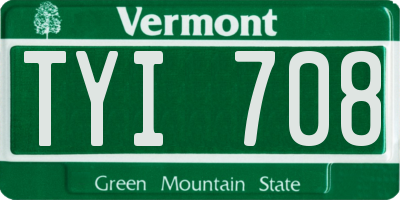 VT license plate TYI708