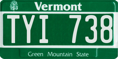 VT license plate TYI738