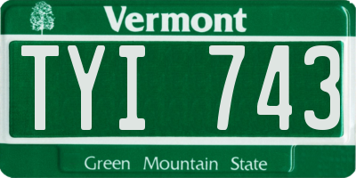 VT license plate TYI743