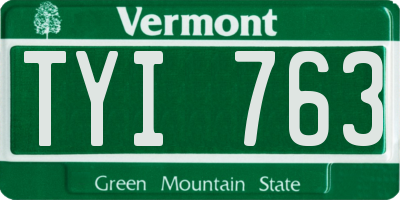 VT license plate TYI763