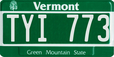 VT license plate TYI773