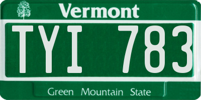 VT license plate TYI783