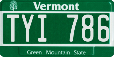 VT license plate TYI786