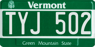 VT license plate TYJ502